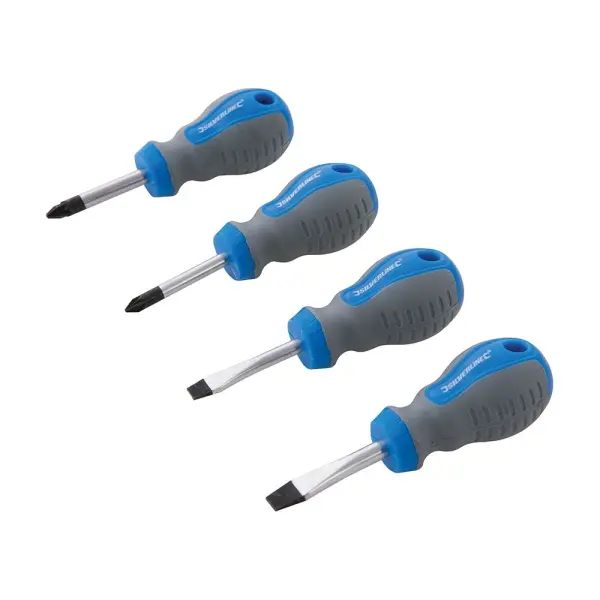 Silverline Stubby Screwdriver Set, 4-Piece, Chrome Vanadium Steel