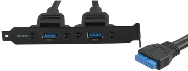 AKASA USB 3.0 19ピンヘッダー変換アダプター 2ポート 0.5m