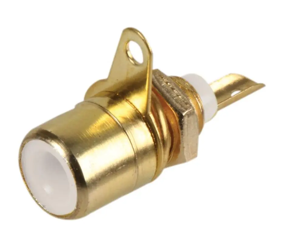 PRO SIGNAL Gold Plated Phono Socket, White, 2 Contacts
