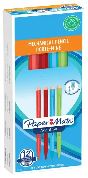 Paper Mate Non-Stop Mechanical Pencils 0.7mm HB2, Pack of 12