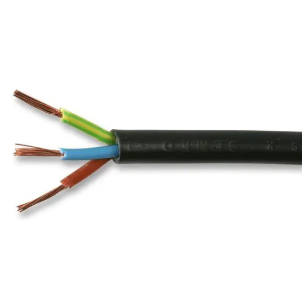 PRO ELEC 3-Core 0.75mm² Mains Cable - Black 6A 25m