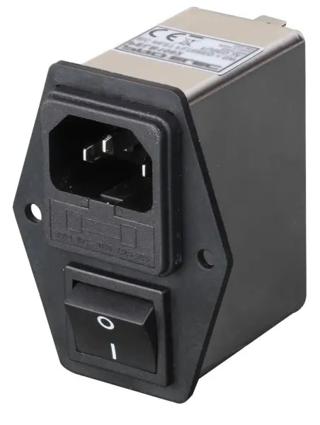 Pro-Elec Switched IEC Filtered Inlet with 1A Double Fuse, 250V AC