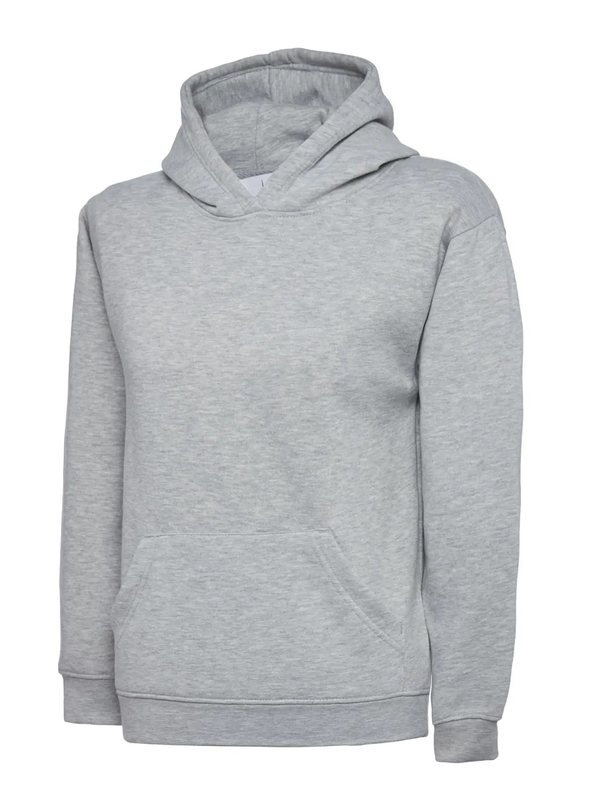 Uneek Kids' Hooded Sweatshirt - 50% Polyester 50% Cotton - Heather Grey - Age 2