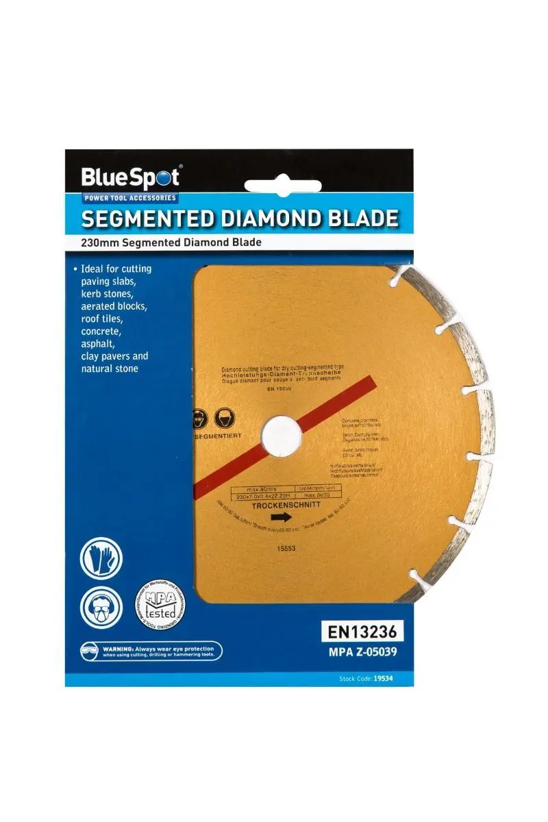 Blue Spot Tools - Gold Diamant-Trockenschneidscheibe 230mm (9 Zoll) segmentiert