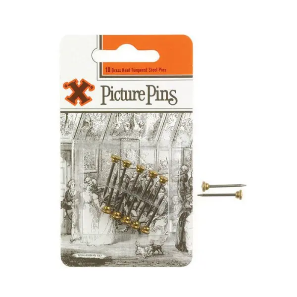 X Brass Head Picture Pins, 10 Pack