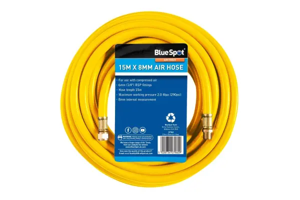 Blue Spot Tools 15m x 8mm Air Hose with 1/4″ BSP Fittings
