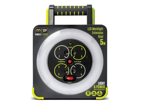 Masterplug Work Light Cable Reel 240V 13A with 4 Sockets