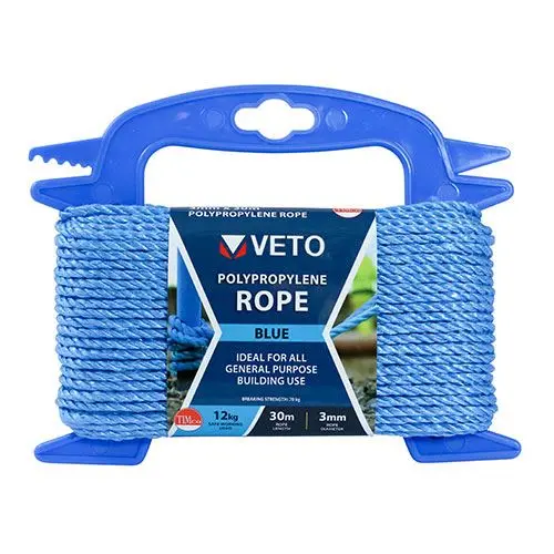 Timco Polypropylene Rope, Blue, 3mm x 30m on Winder