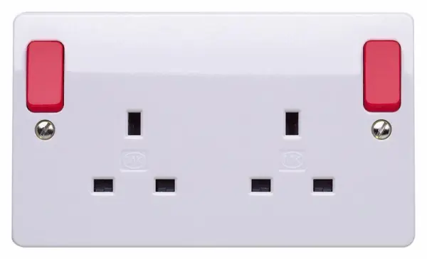 MK 2구 13A 더블 폴 스위치 플러그 소켓 (레드 로커)