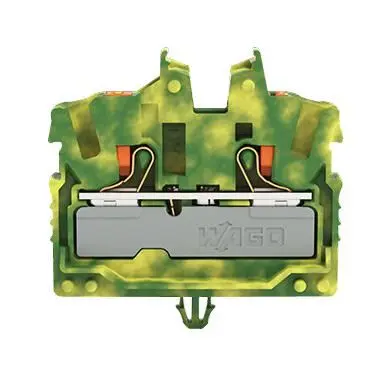 WAGO 2 Conductor Earth DIN Rail Terminal Block Green 22-12 AWG