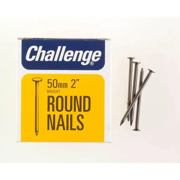 Challenge Bright Steel Round Wire Nails 50mm, 225g Pack
