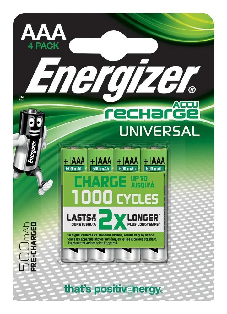 Energizer Oplaadbare AAA NiMH Batterijen 500mAh 4-Pack