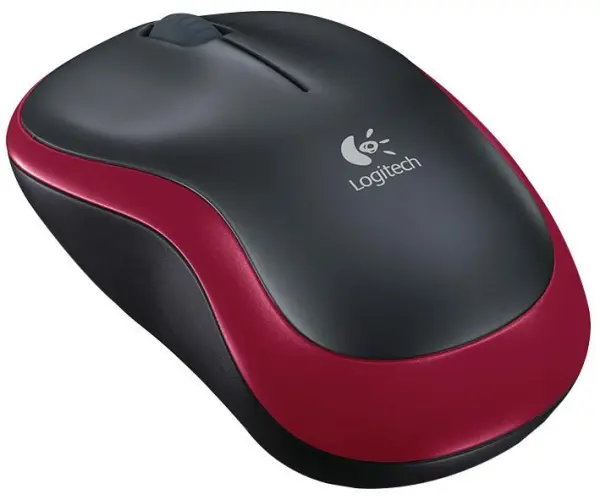 Logitech M185 Wireless Optical Mouse, Black/Red