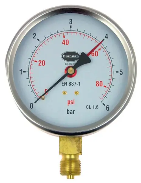 Brannan Analogue Pressure Gauge, 100mm, 0-6 bar