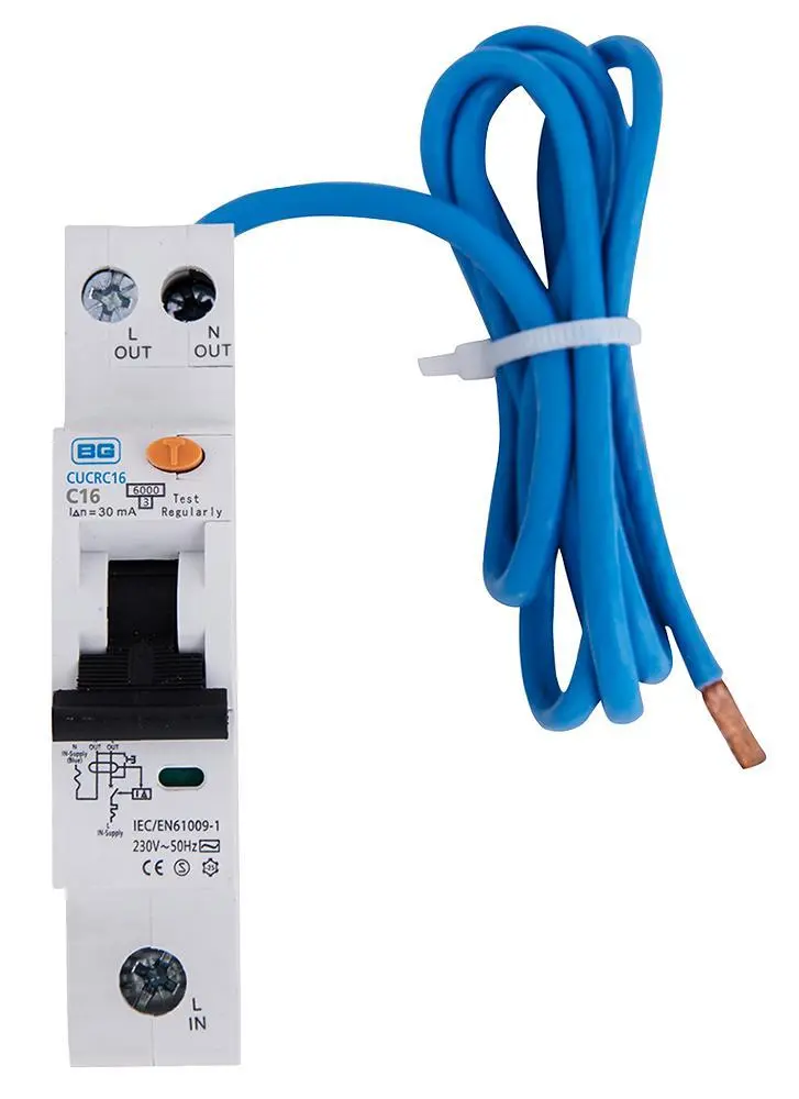 BG ELECTRICAL - Disjoncteur différentiel 16A unipolaire compact, Type AC, Courb