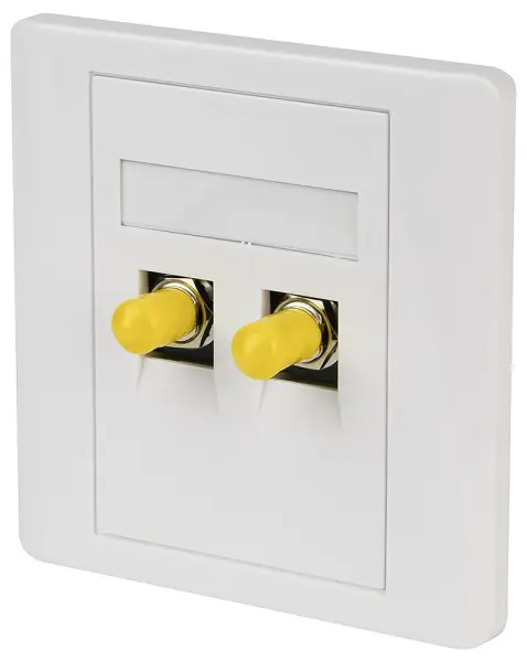 LABGEAR 1 Gang Twin ST Fibre Optic Faceplate, White