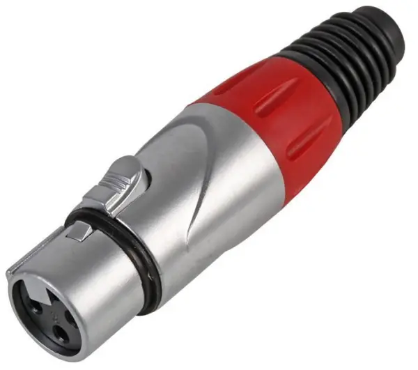 Pulse Connecteur XLR Femelle, 3 Pôles, Argent/Rouge, Montage sur câble