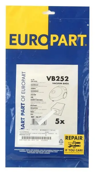 EUROPART Sacos de Pó Compatíveis com Aspiradores Goblin Ace & Morphy Compact, 5