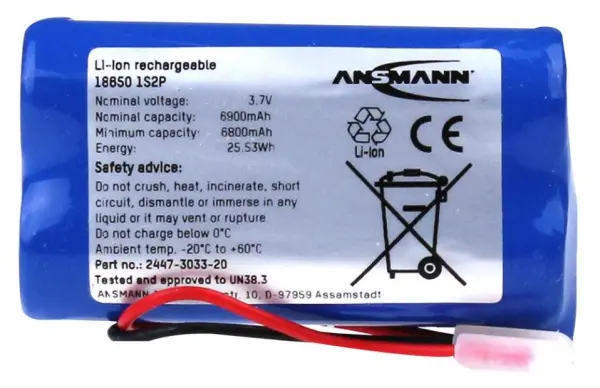 ANSMANN 7000mAh Li-Ion Battery Pack 3.7V with Protection Circuit