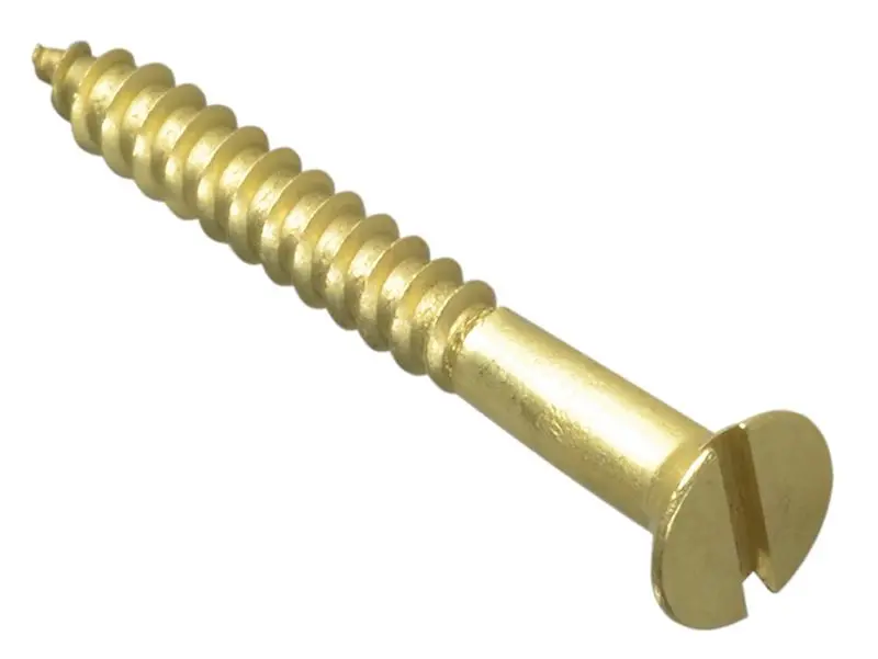 ForgeFix Brass Wood Screws, Slotted CSK, 1.5in x 8, Pack of 10