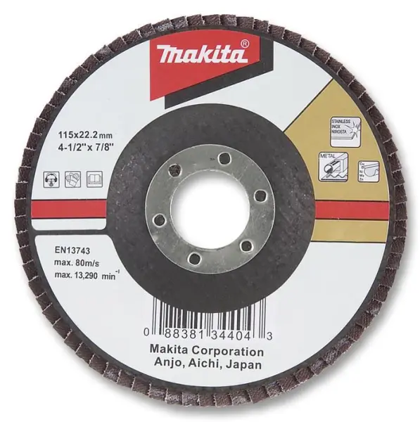 Makita 115mm Angle Grinder 80 Grit Flap Disc 22.23mm Bore