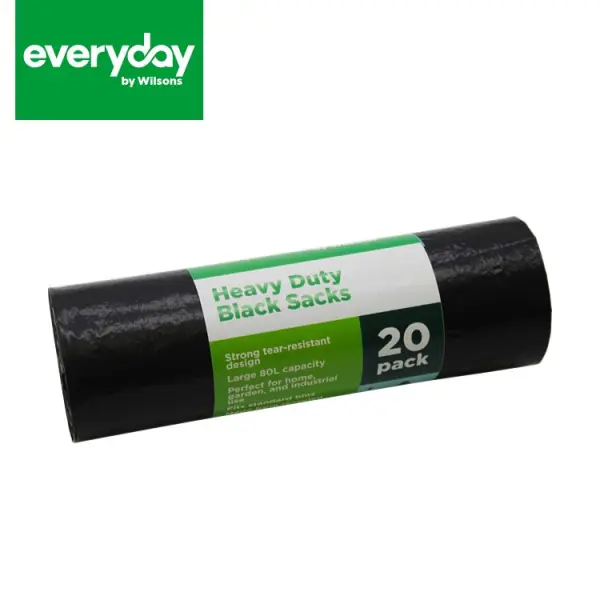 Everyday by Wilsons Heavy Duty Black Sacks 80 Litres 20 Pack