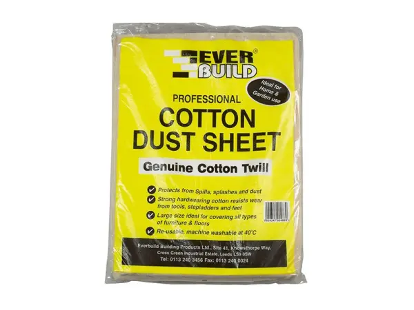 Everbuild Sika Cotton Dust Sheet, 3.6m x 2.7m, Reversible
