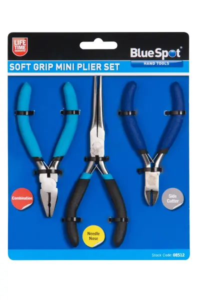 Blue Spot Tools - 3件裝軟膠柄迷你鉗套裝