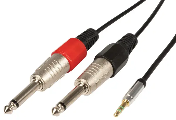 Citronic 3.5mm Stereo to 2x 6.3mm Mono Jack Lead 1.5m
