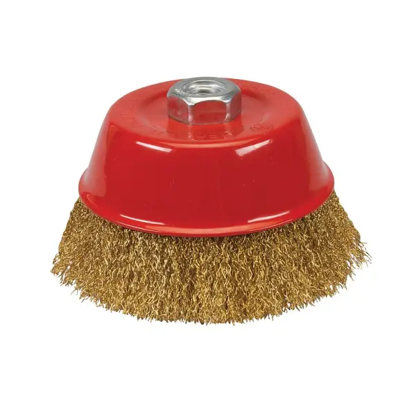 Silverline Brassed Steel Crimp Cup, 125mm, M14 Thread