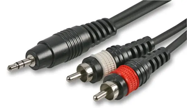 PULSE Cavo Stereo Jack 3.5mm a 2 Connettori RCA, 0.3m, Nero