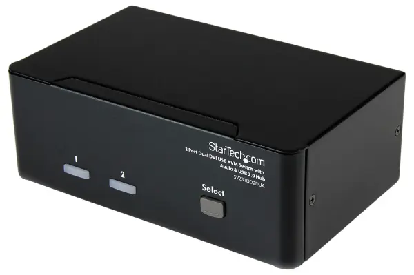 2-Port Dual Display DVI KVM Switch with USB Hub