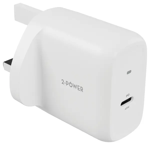 GaN USB Mains Charger 45W, 1x USB-C Port, UK Plug
