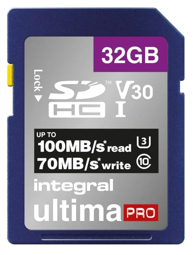 INTEGRAL UltimaPro SDHC UHS-I U3 V30 Paměťová karta 32GB, 100MB/s