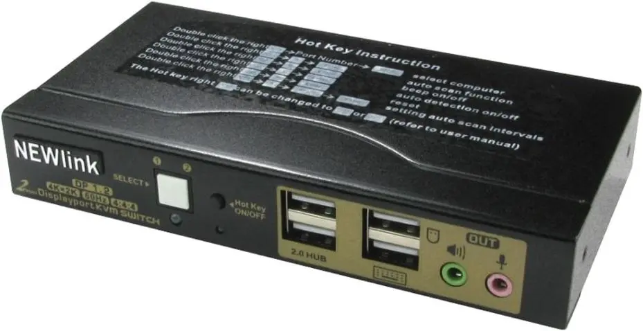 NEWLINK - Suis KVM 2 Port USB & 4K DisplayPort