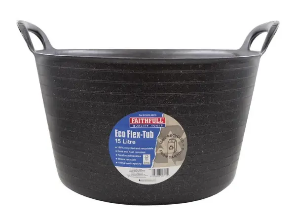 Faithfull Eco Flex Tub - 15 litre - Recycled Black