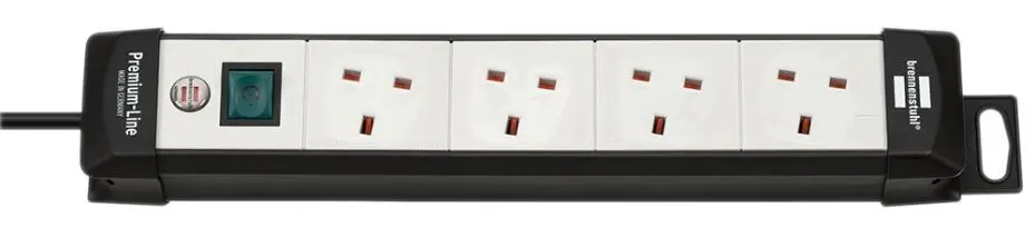 BRENNENSTUHL Premium 4-Gang Extension Lead, 3m, Black/Light Grey