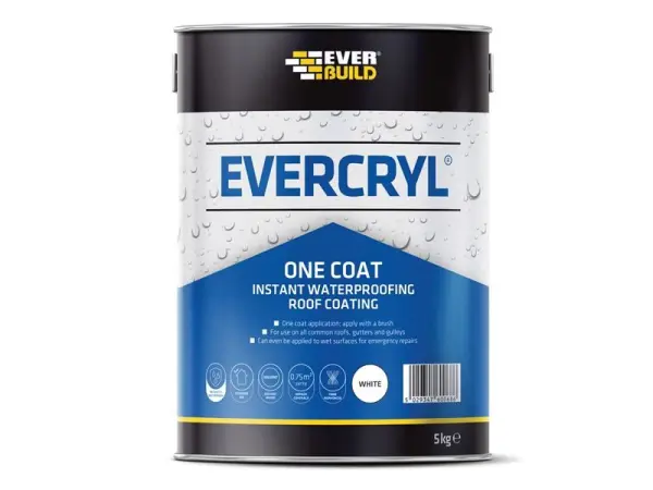 Everbuild Sika EVERCRYL® One Coat White - Σύνθεση Επισκευής Στεγών σε Λευκό, 5κ