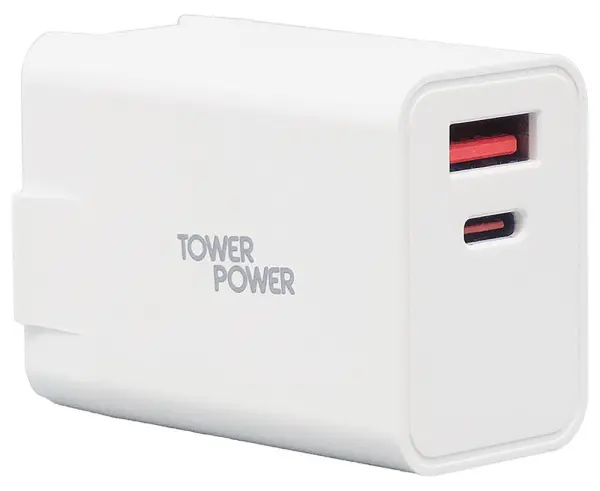 VIMARK USB PD Mains Travel Charger, 20W, 2 Port, White
