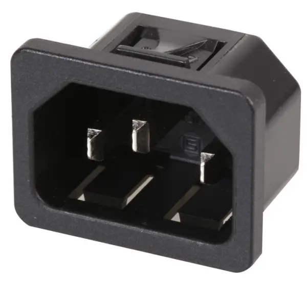 SCHURTER C14 入電式插座, 6.3mm 插片, 2mm 面板