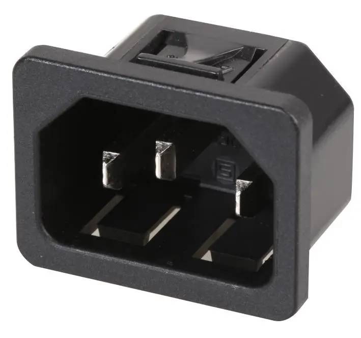 SCHURTER - Soket Masuk C14, Lekapan Snap-In, Terminal 6.3mm, Ketebalan Panel 2m