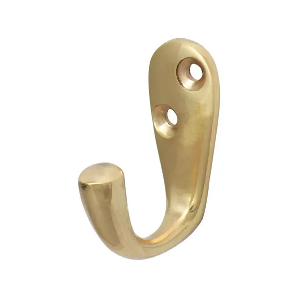 Timco Polished Brass Robe Hook, 44 x 18mm