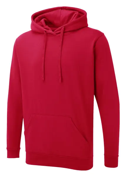 Uneek Sudadera con Capucha UX - Teñido Reactivo, Rojo, Talla M
