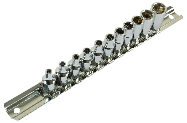 LASER 1/4in BA Socket Set on Rail, 11 Piece