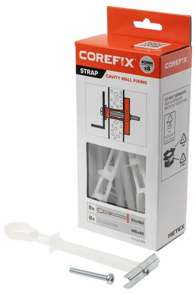 COREFIX M5 Strap Heavy Duty Hollow Cavity Wall Fixings - 40mm