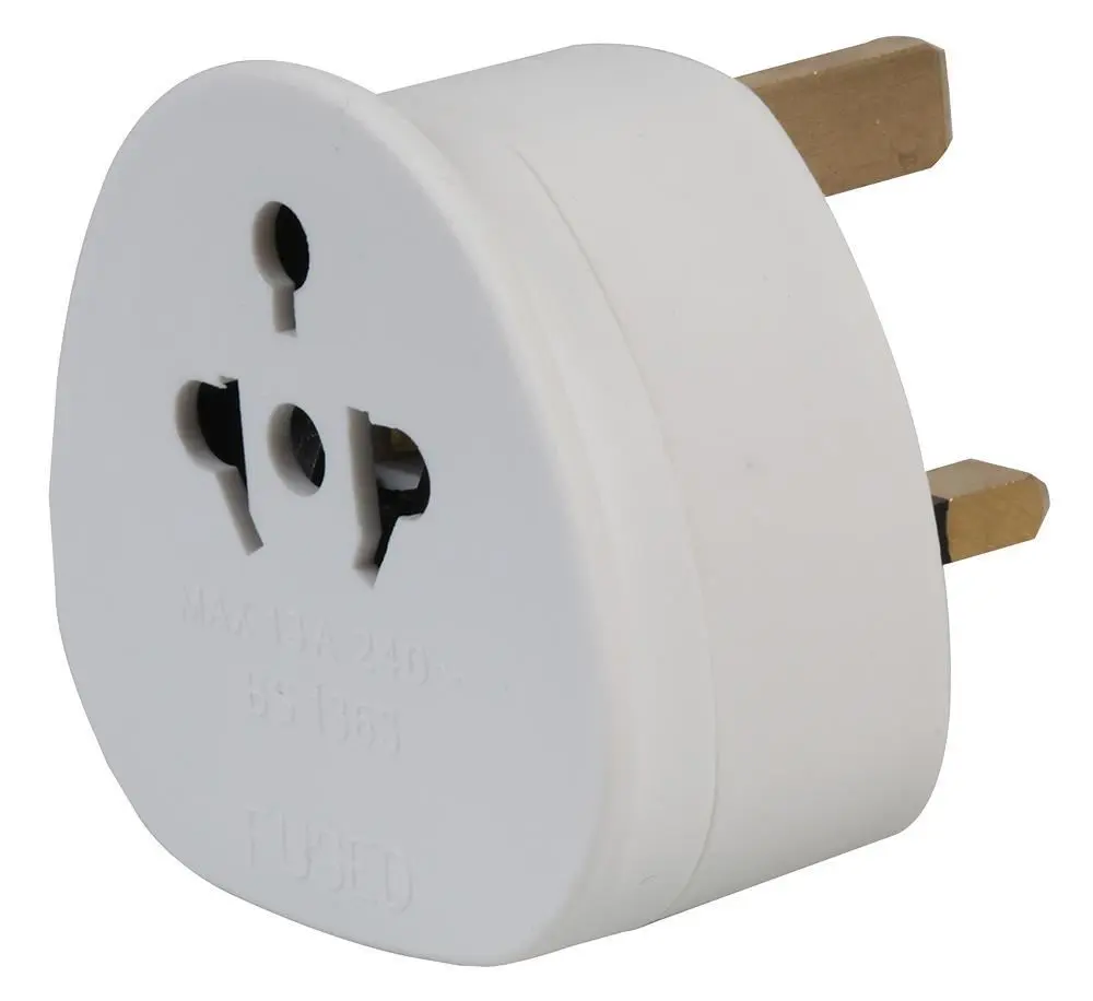 PRO ELEC Worldwide to UK Travel Adaptor, White, 13A Fuse