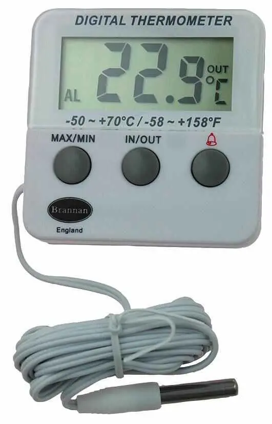 Brannan Digital Fridge Thermometer with Alarm & 2m Probe