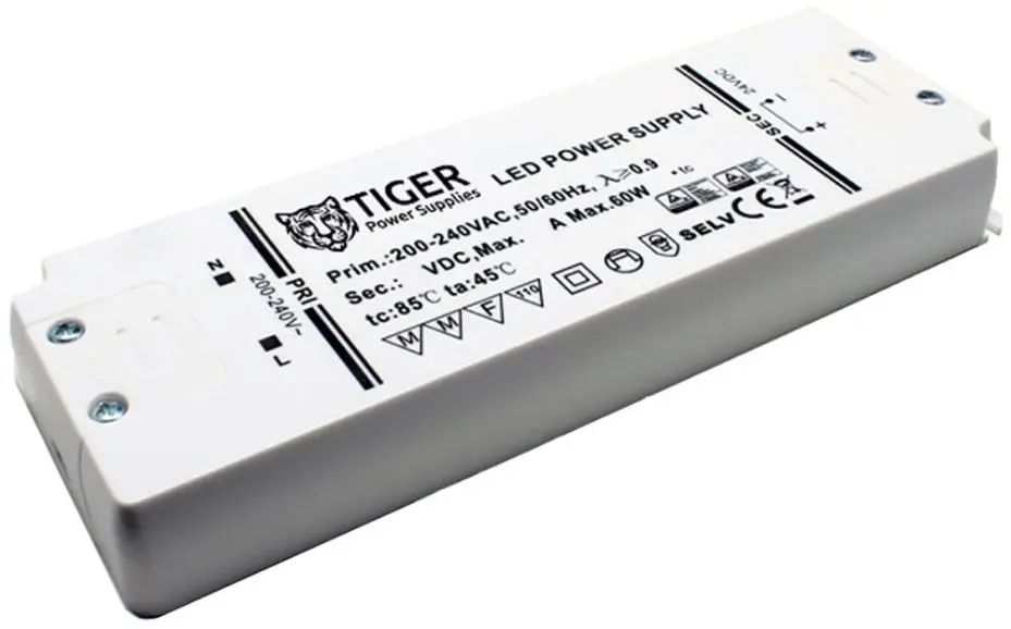 Tiger 12V 5A 60W Constant Voltage LED Driver