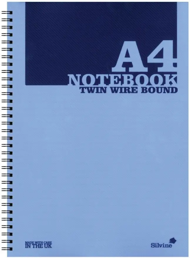 SILVINE A4 Spiral Bound Notebook, Blue Lined, 160 Pages