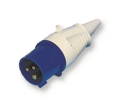 Walther 16A 230V Cable Mount CEE Plug, 2P+E, Blue, IP44